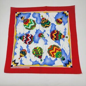 Wamcraft Bandana Hot Air Balloons Clouds Scarf Handkerchief Made in USA‎ Vintage